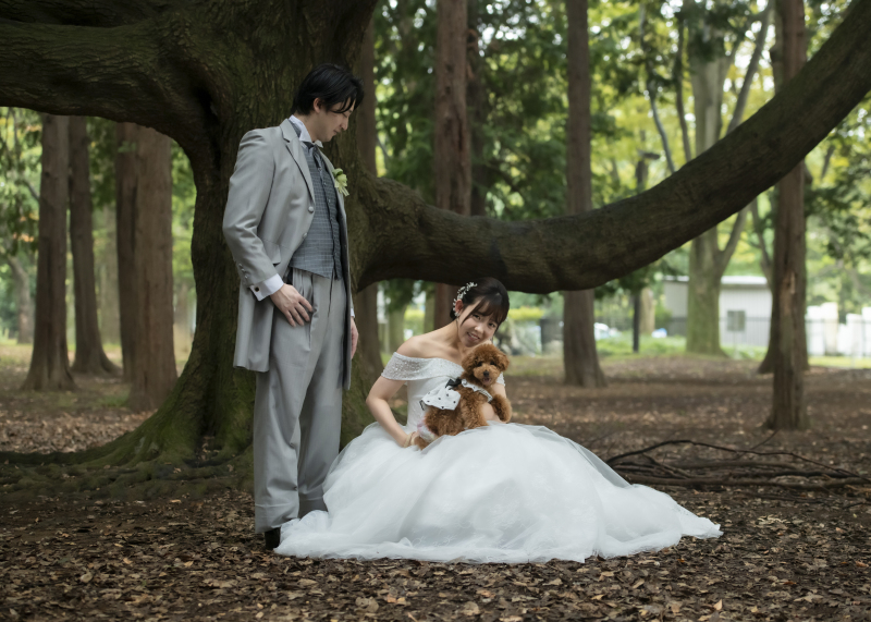 洋装で代々木公園撮影スタート♪