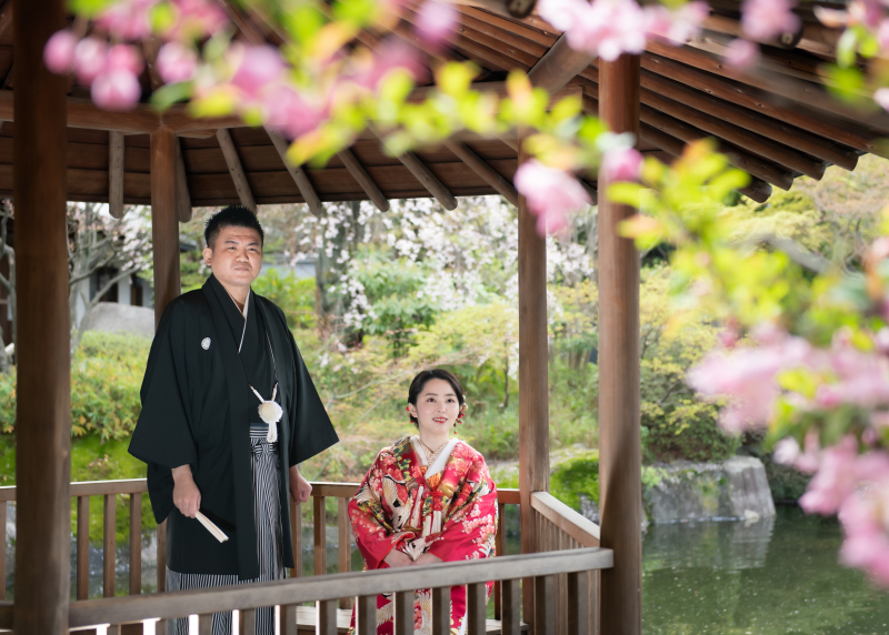 春の花と新緑のコラボ☆庭園で叶えた前撮り!