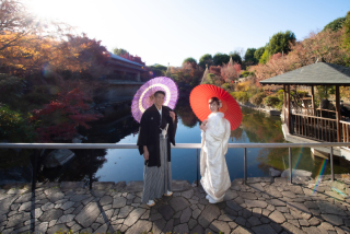 2月末迄の撮影限定で通常料金から1.1万引き!手入れの行き届いた日本庭園!衣装差額サービス♪
