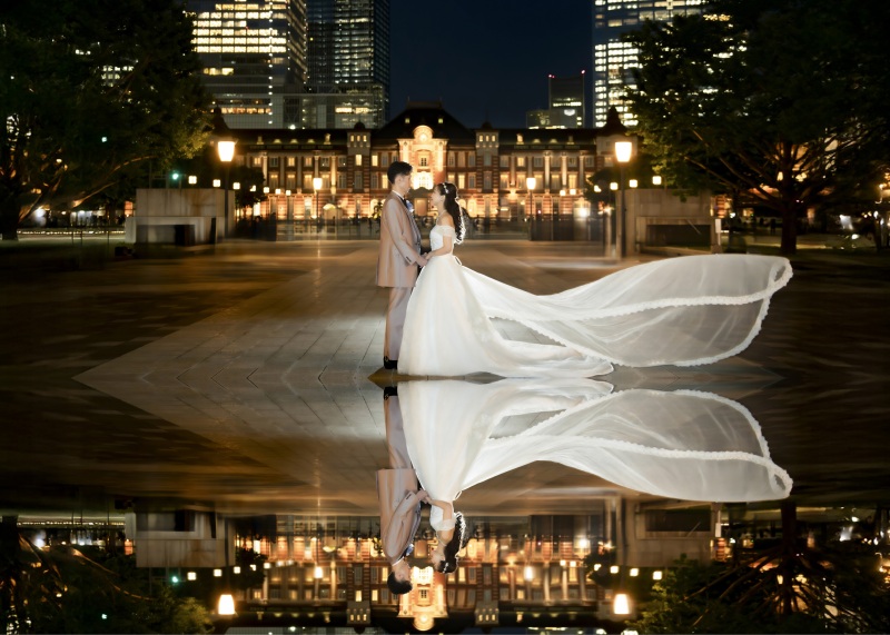 2月末迄の平日撮影【ドレス2着★夕暮れ和田倉門と東京駅ナイトフォト】衣装UP料金なし!美肌や人物削除など嬉しい加工付き♪