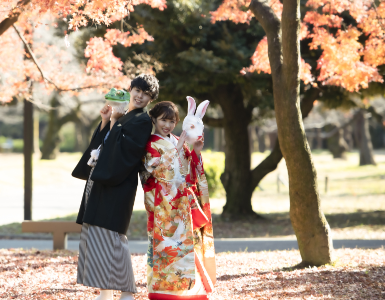 直近割★シーズン料2.2万サービス【紅葉♡代々木公園の和装プラン】ペットや家族参加OK!衣装グレードアップ無料♪