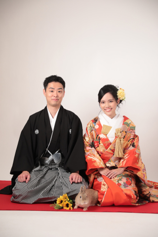うさぎちゃんと一緒に和装フォトウェディング