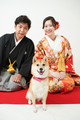 主役は3人！和装で家族写真