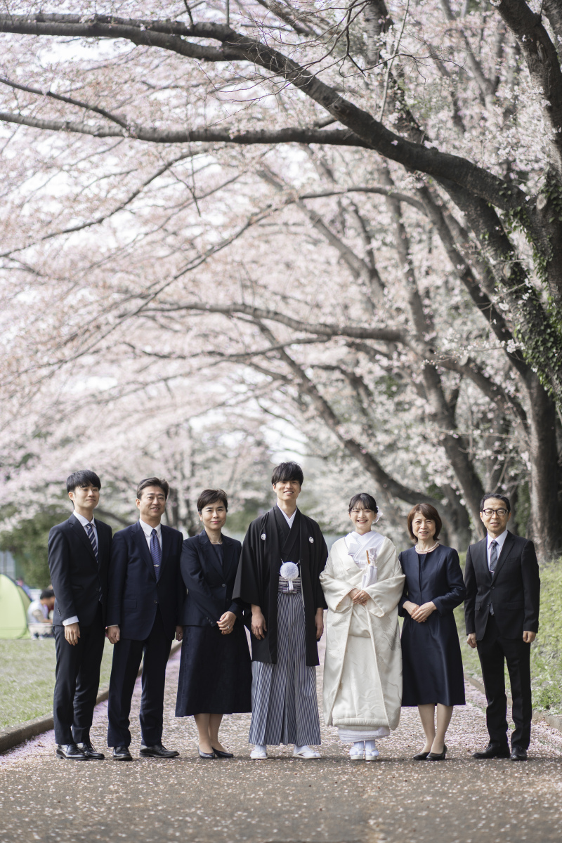 桜と家族と一緒に