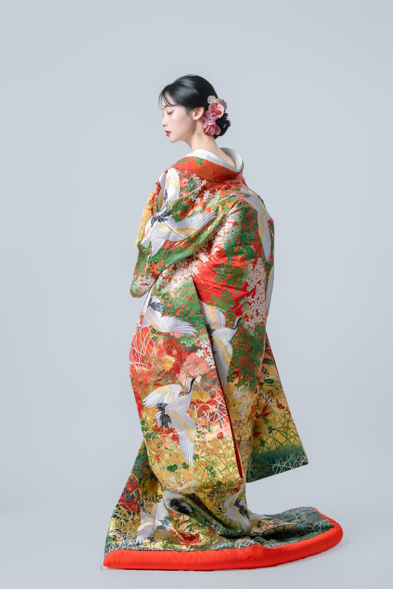 秋草に鶴
