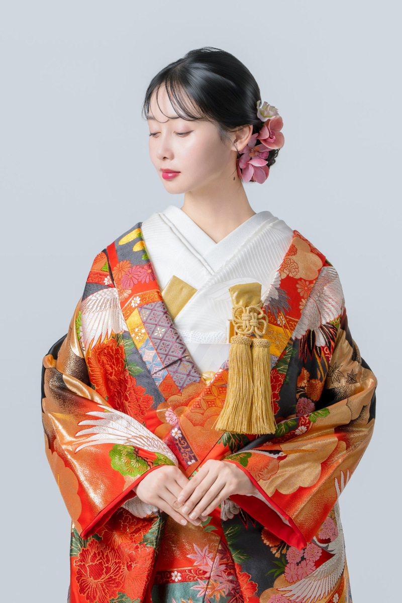 几帳に鶴
