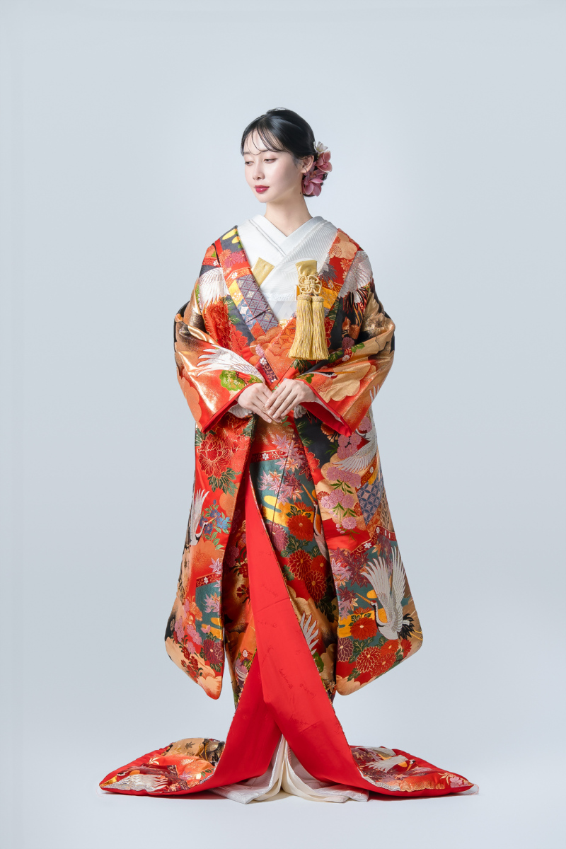 几帳に鶴