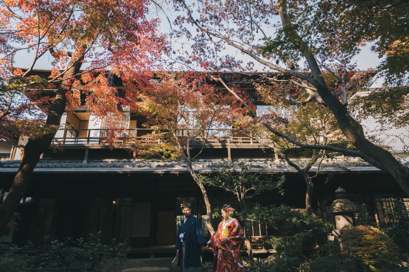 紅葉も染まってきてお庭も華やかに