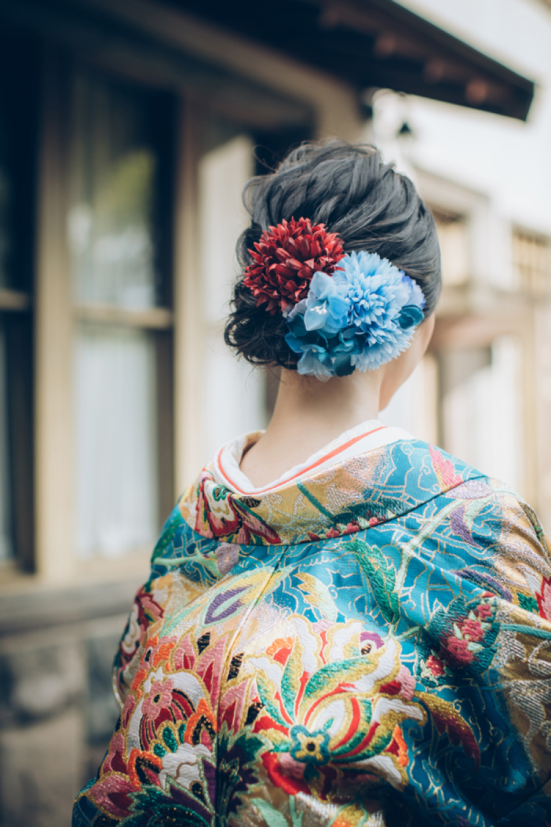 お着物に合わせた髪飾りもポイント