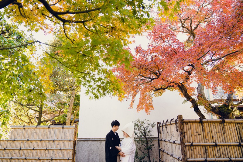 紅葉と和装