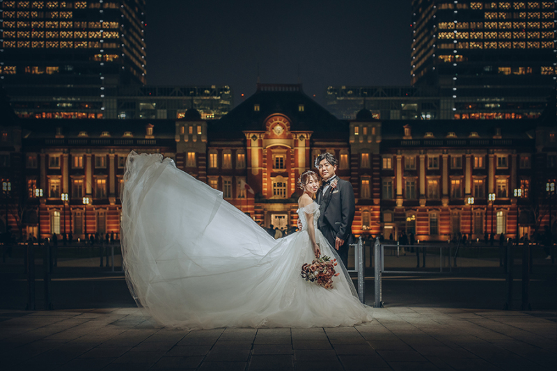 ドレスのトレーンを活かして!