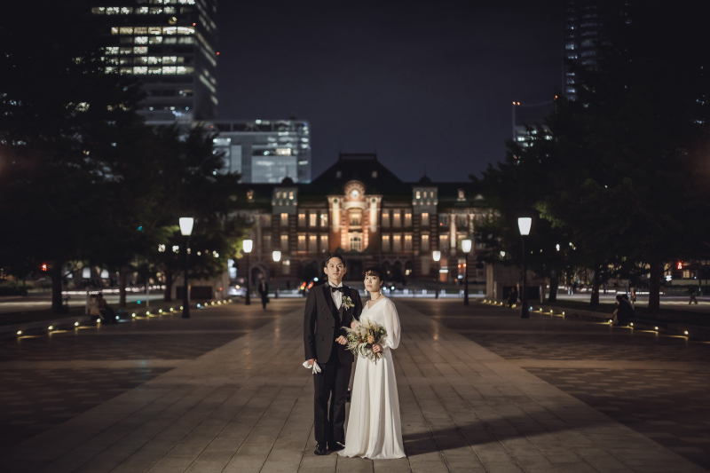 19:30 東京駅前での撮影!