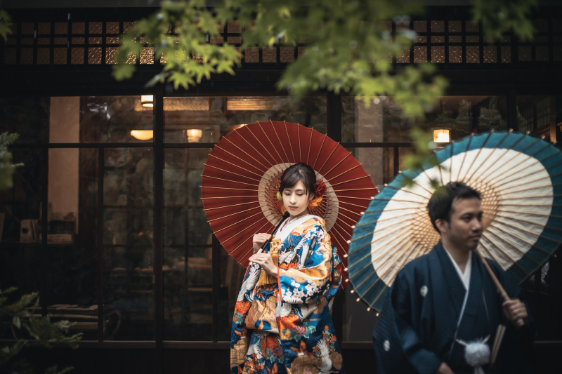 小雨のなか、しっとりした雰囲気を