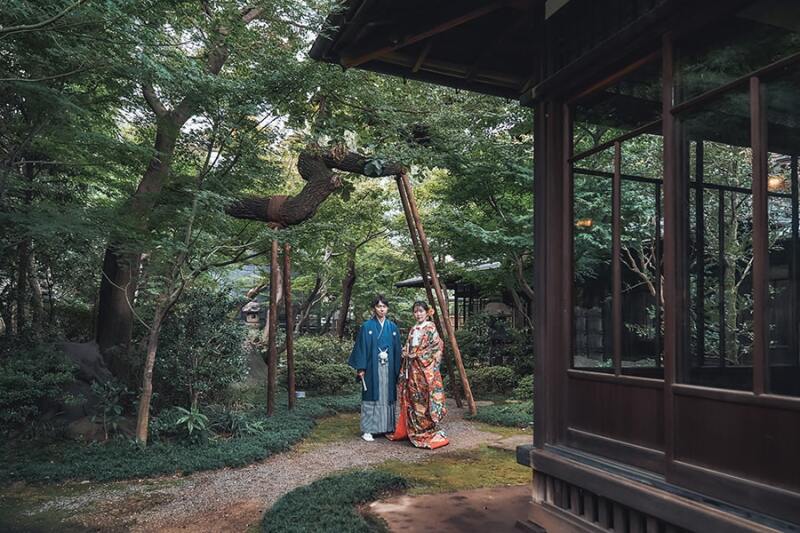 撮影開始はお庭から