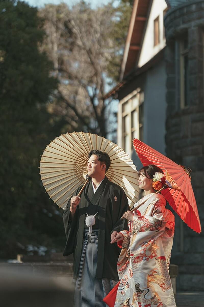 番傘を使って華やかに