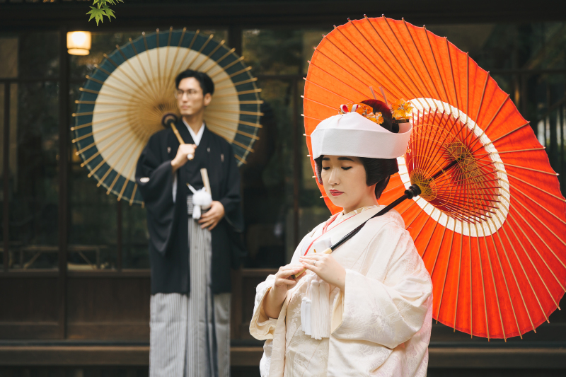 まずは番傘を使った撮影で!