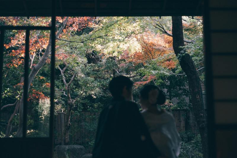 お庭を眺めながら