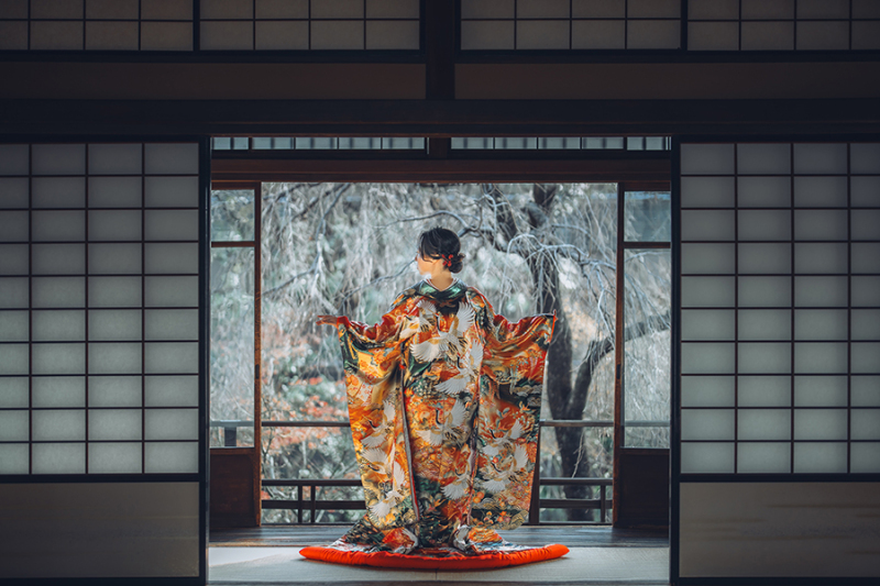 和装の後ろ姿ショット