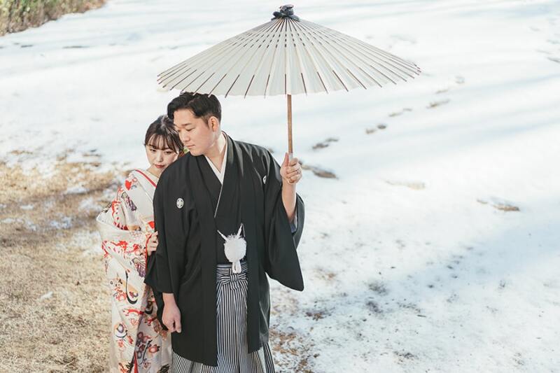 雪が降るお庭での撮影!