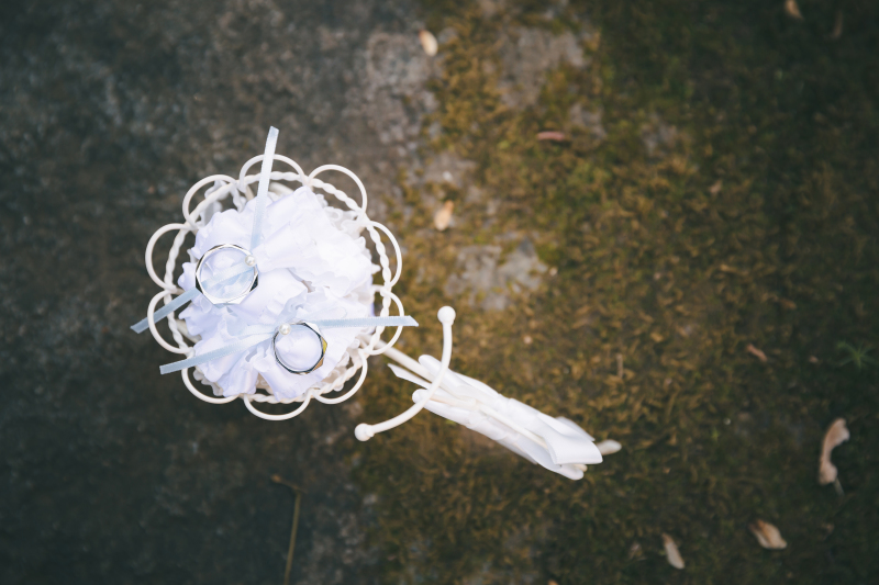 お持ちいただいたリングピローも