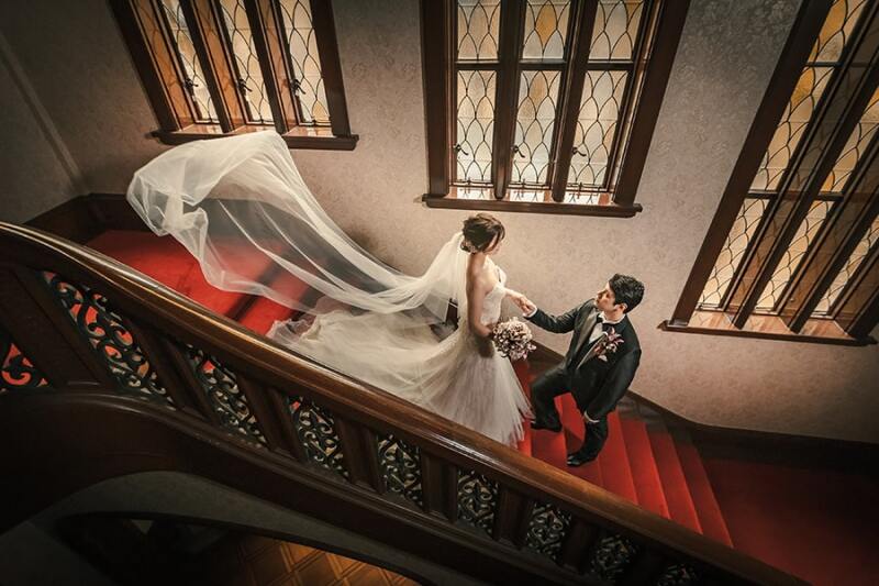 階段を活かしてベールショット