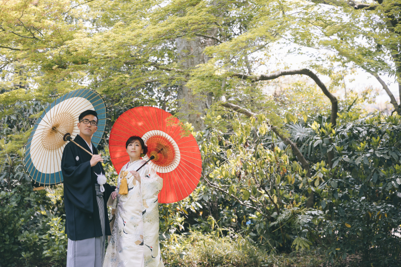 10:40 お庭で番傘を