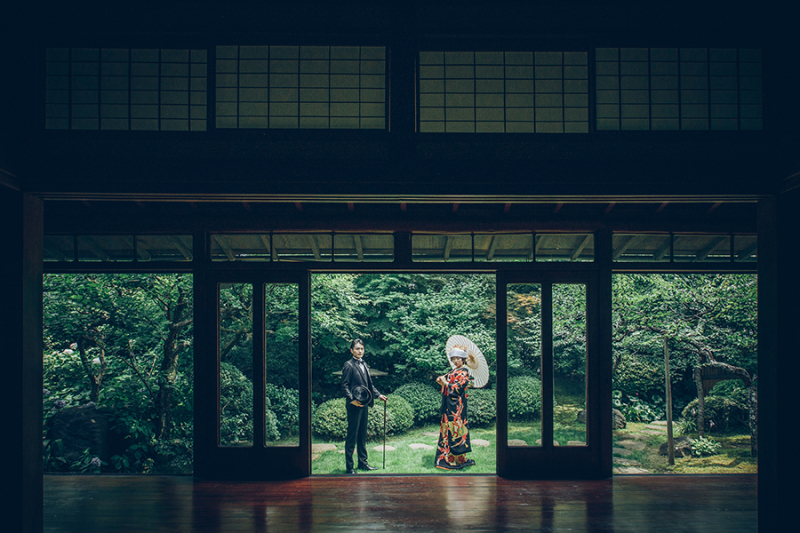 ガーデンの奥行を利用したお写真も残せます