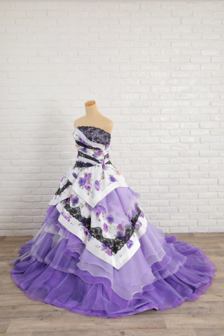 パープル×花柄