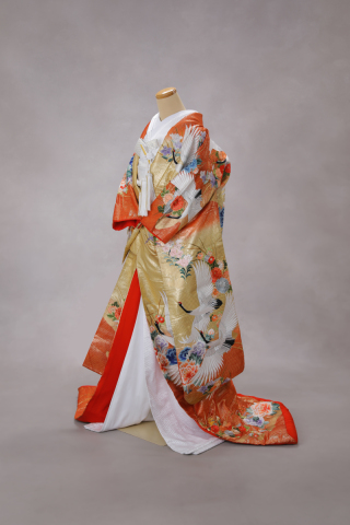 朱色×ゴールド×鶴