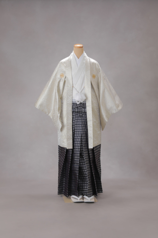 紋付袴（白×ゴールド）