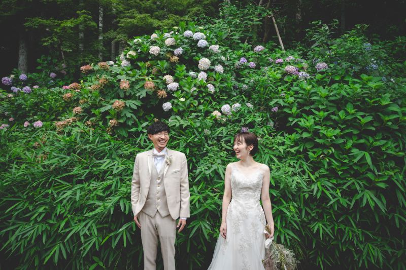 紫陽花もおふたりをお祝い!