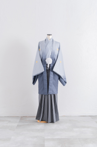 紋付袴【ブルーグレー×黒】