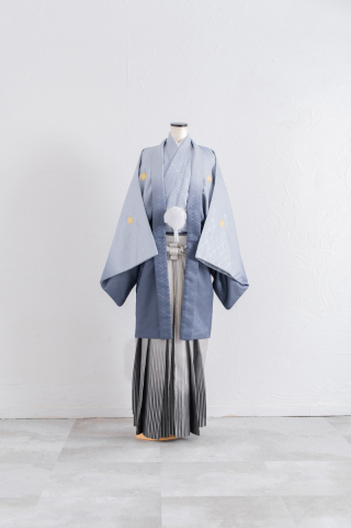 紋付袴【ブルーグレー×グレー】