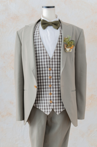 カーキー【Lサイズ】/チェックベスト