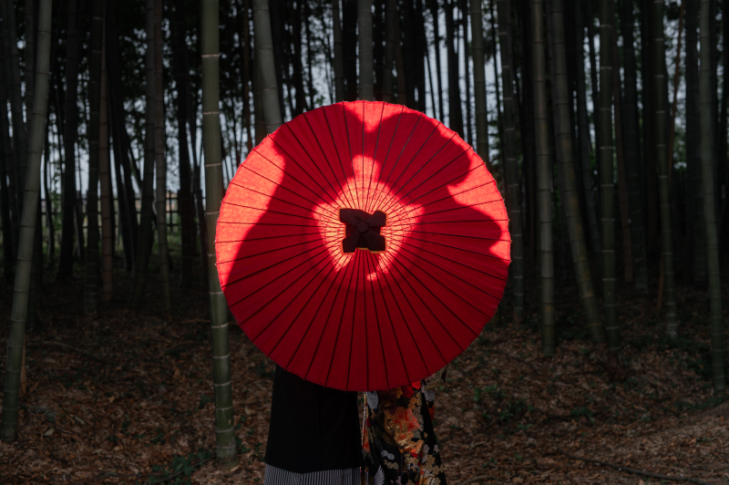 和傘越しのシルエット撮影も