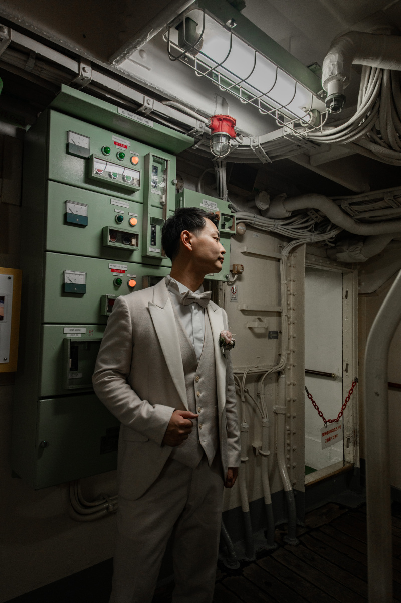 機関室で新郎様のソロショット!