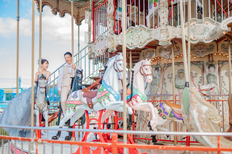 アトラクションに乗っている姿も