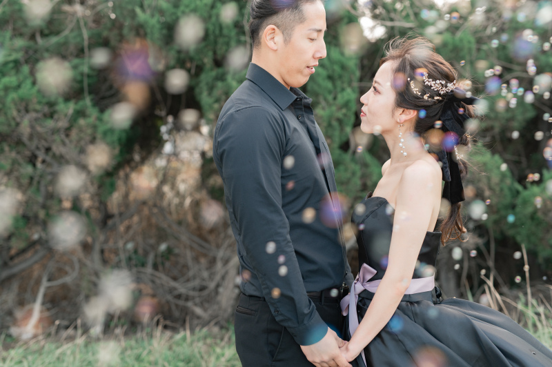 自然な緑にシャボン玉