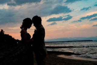 雨晴海岸で洋装撮影！