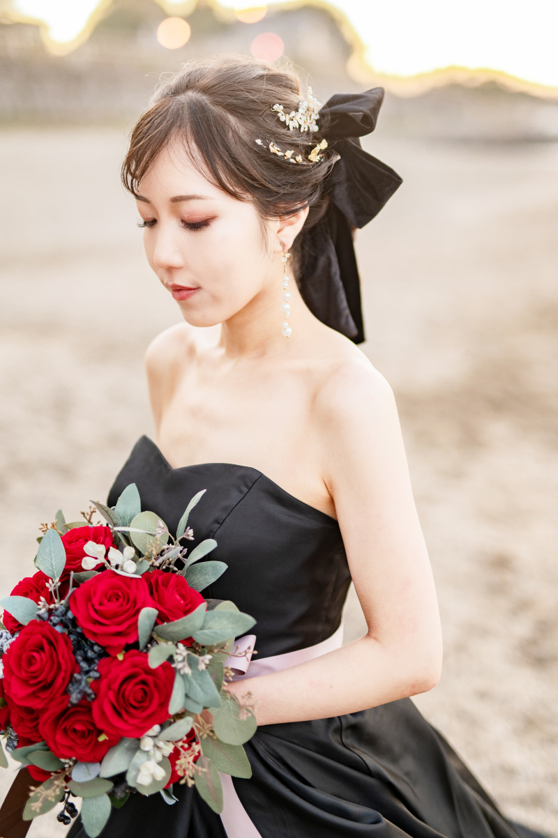 夕日で新婦様のソロショット