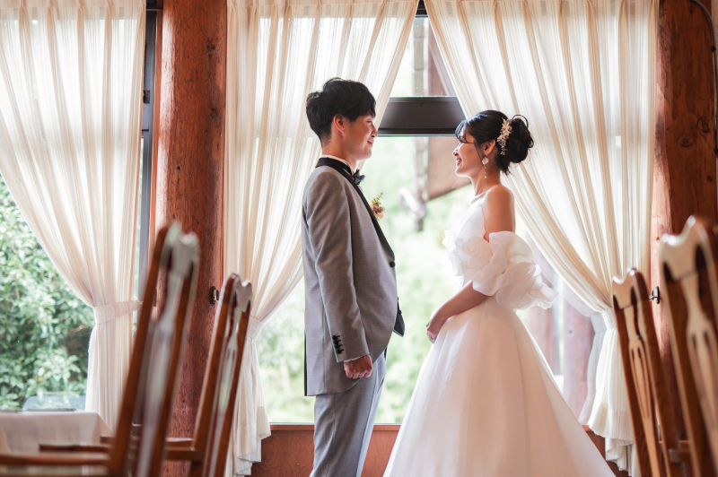 チャペル併設のレストランにて