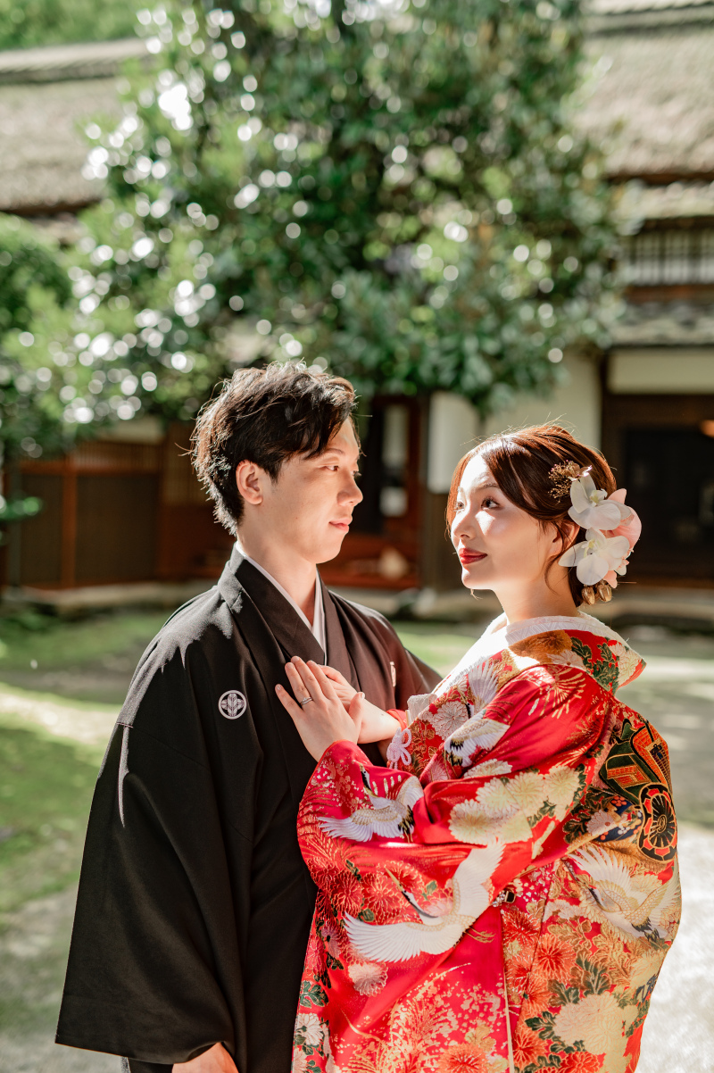 日本庭園での撮影！お座敷もある豪農の邸宅　浮田家での和装ウェディングフォト撮影