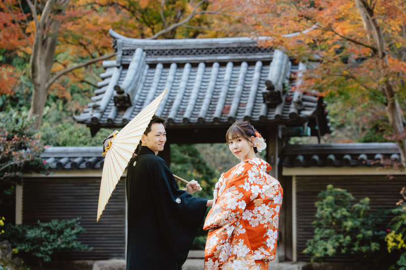 【和装】三渓園で紅葉ロケーション撮影