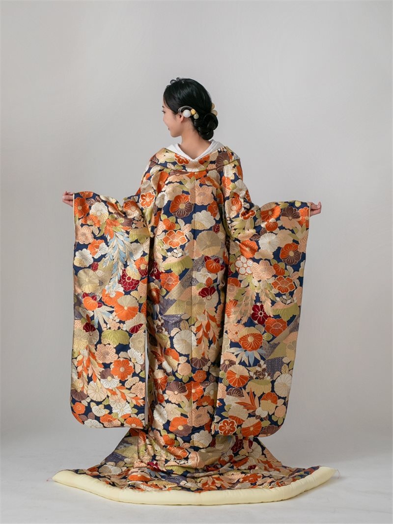 風光百花紋(紺) 