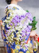 和装ｱｰﾑﾌﾞｰｹ(白&times;紫) 