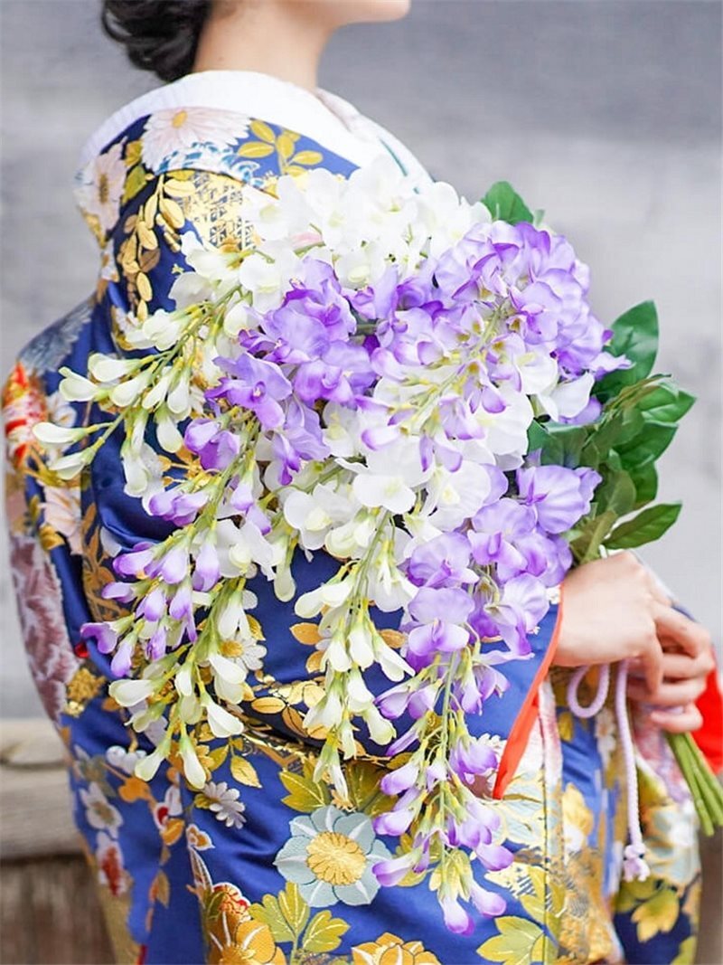 和装ｱｰﾑﾌﾞｰｹ(白&times;紫) 