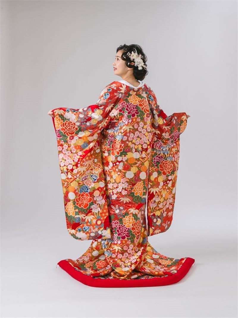 百花道長取地紋尽し(赤) 