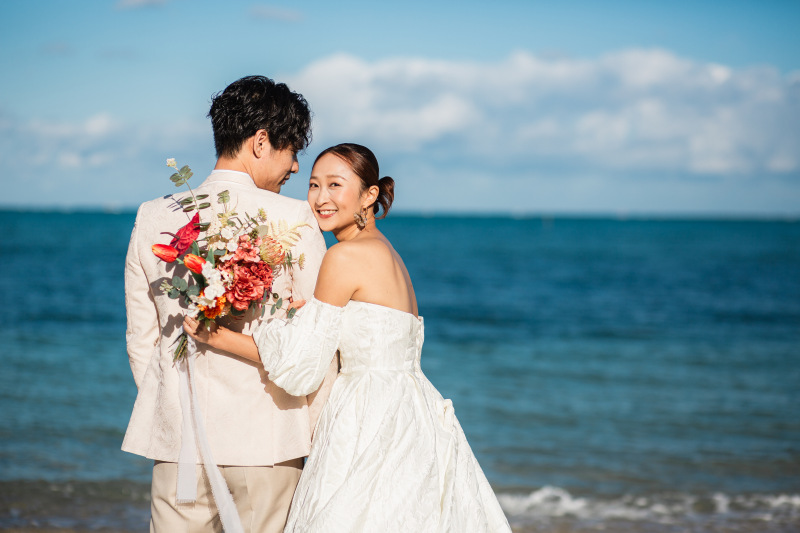 小さな結婚式 沖縄イル・ド・レ店_海で撮影できる