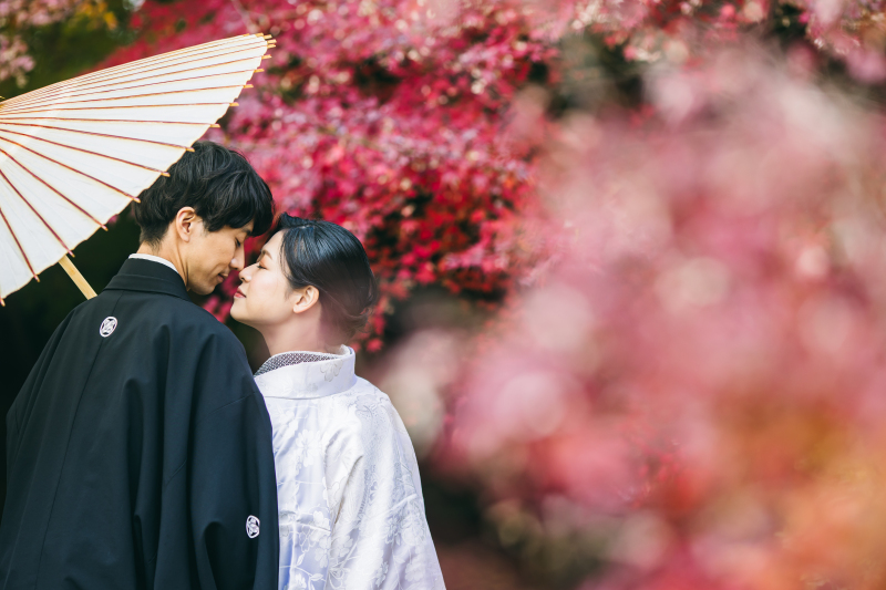 紅葉に囲まれて
