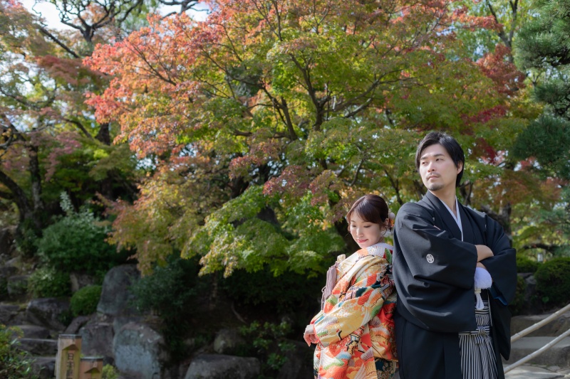 和装が似合う新郎新婦♡